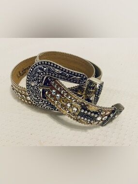 B.B. Simon Gold and Silver Crystal Western Belt